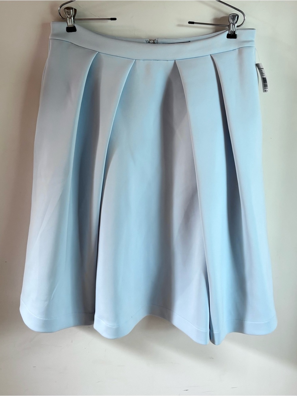 Pink Tartan Light Blue Midi Skirt with Pleated Waist